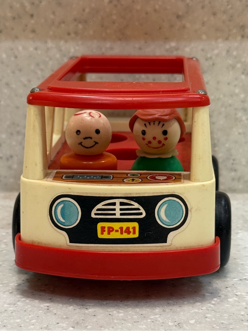 vintage 1969 Fisher-Price Little People Mini Bus model 141 w/two little people